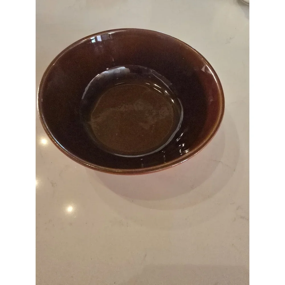 Vintage Frankoma Pottery 6N Flame Red, Orange, Brown Serving Vegetable Bowl 7.5